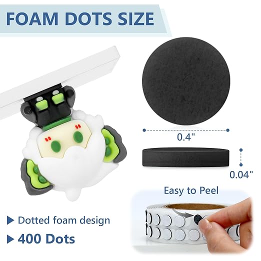 400 PCS 1mm Double Sided Foam Dots 0.4" Foam Round Dots 3D Foam Tape Craft Double Sided Dual Adhesive Foam Mounts Foam Pop Dots For Art Crafts Diy Handmade Scrapbook(Black,0.4" Diameter,1mm Thick)