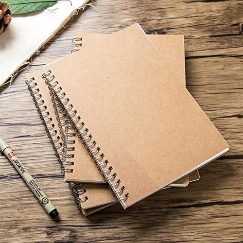 DSTELIN Soft Cover Spiral Notebook Journal 2-Pack, Blank Sketch Book Pad, Wirebound Memo Notepads Diary Notebook Planner with Unlined Paper, 100 Pages/ 50 Sheets, 7Inchx 4.75Inch (Brown and Black)