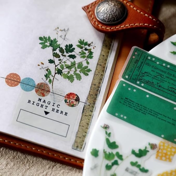 CATaireen Vintage Junk Journal Ephemera Scrapbooking Supplies Translucent Vellum Paper Stickers Card Making Decal Art Aesthetic for Adults (Ephemera Botanical)