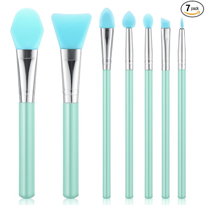 7PCS Silicone Brush Applicator Kit, Resin Brush Applicator UV Resin Brushes Applicators Jelly Brushes Applicators for Cream Makeup Products and Epoxy Art Crafting, Green
