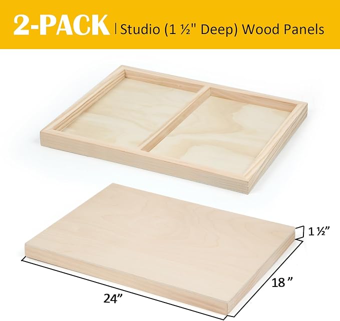 Falling in Art 2 Pack 18x24'' Unfinished Gallery Birch Wood Canvas Panels