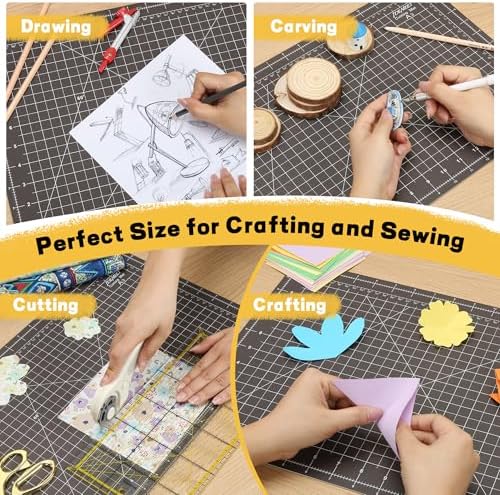 Self Healing Cutting Mat 18" x 12", A3 Double-Sided for Sewing & Quilting | Non-slip, 5-Ply Rotary Cutting Mat for Crafts Cutting Fabric Scrapbooking, and Small Modeling Projects, Espresso Brown