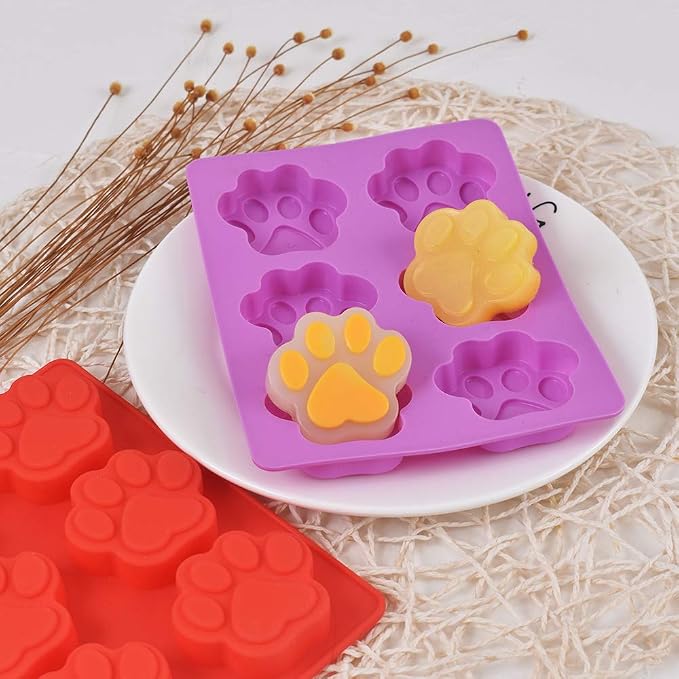Puppy Dog Paw Silicone Molds, Food Grade, for Chocolate, Candy, Pudding, Jelly, Dog Treats. 4 Pcs