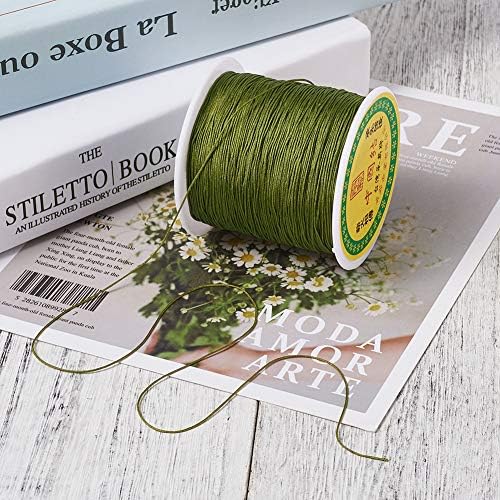 150 Yards 0.5mm Braided Nylon Crafting Thread Chinese Knotting Beading String Macrame Cord Rope for Necklace Bracelet Jewelry Craft Making, Olive