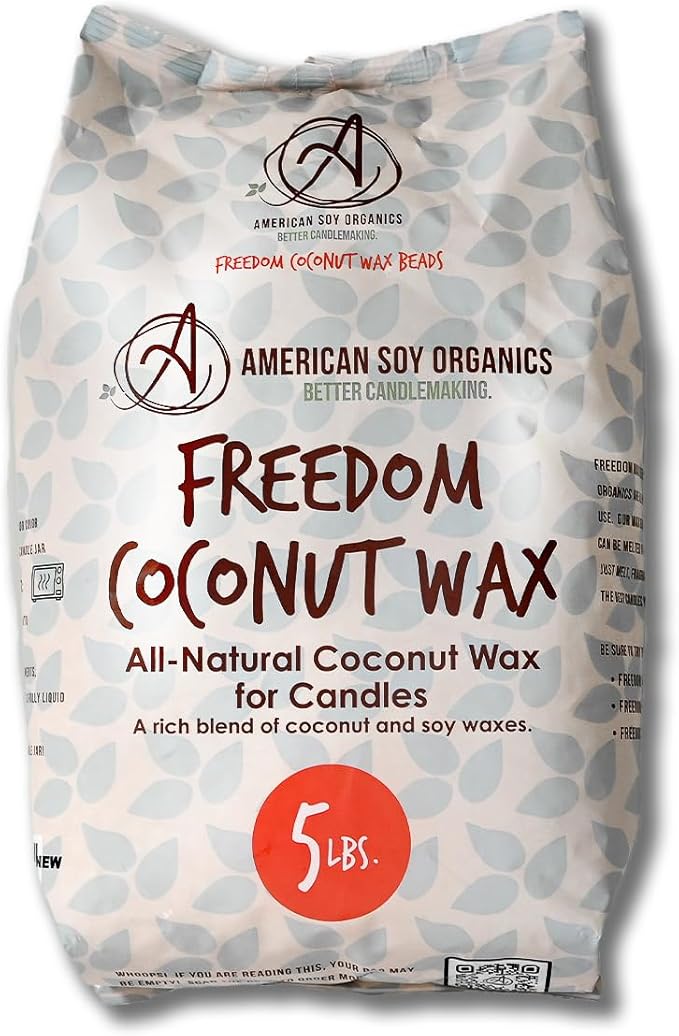 American Soy Organics Freedom Coconut Soy Wax Beads, Candle Wax, 5 lbs | DIY Candle Making Supplies Ideal for Container Candles, Tealights & Wax Melts, Paraffin-Free, Beeswax-Free, Microwavable