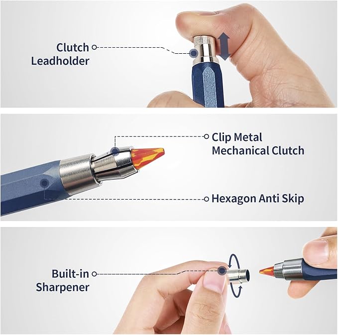 5.6MM Mechanical Pencil Lead Refills - Rainbow, Graphite - Soft, Medium, Hard - Clutch Pencil Refills - 5 PCs