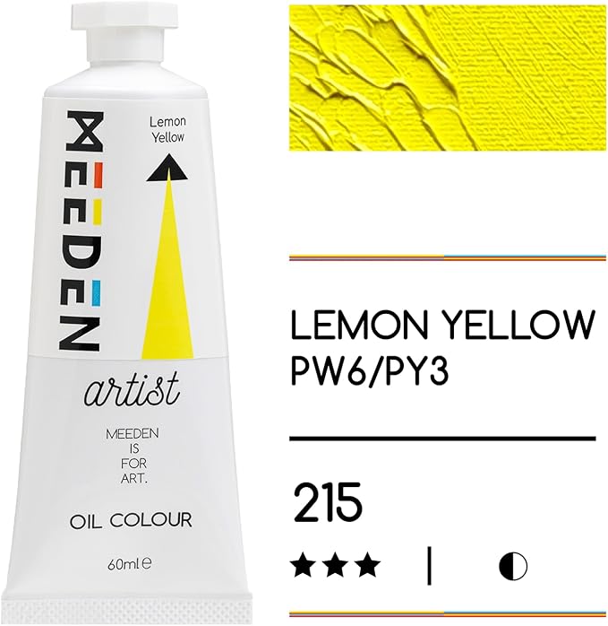 MEEDEN Artist Grade Oil Paint: Lemon Yellow - 60ml/2oz Tube | Professional Art Paints and Supplies for Canvas Painting