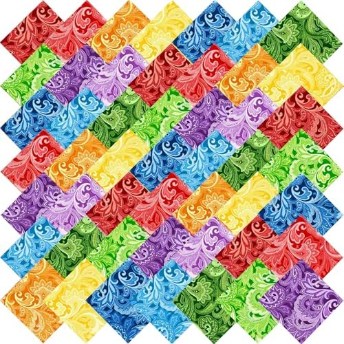 5"x5" 50pcs Cotton Fabric Squares for Sewing Quilting Supplies- Paisley