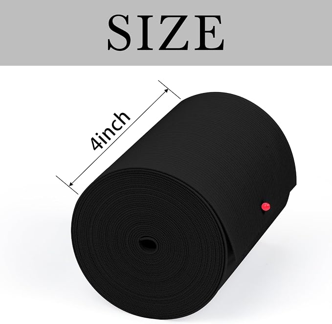 XKDOUS Elastic Band for Sewing, 4 Inch 5 Yards,Black