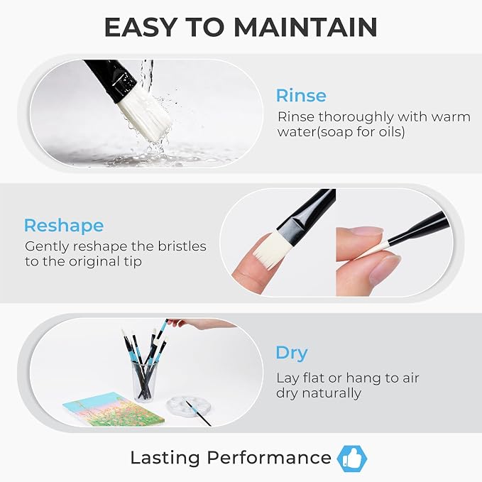 Nicpro 30pcs Paint Brush Set for Acrylic Painting, Oil, Watercolor, Gouache | 10 Shapes No Shedding Firm Synthetic Bristles with Palette Knife & Canvas Roll, Professional Painting Supplies for Artists