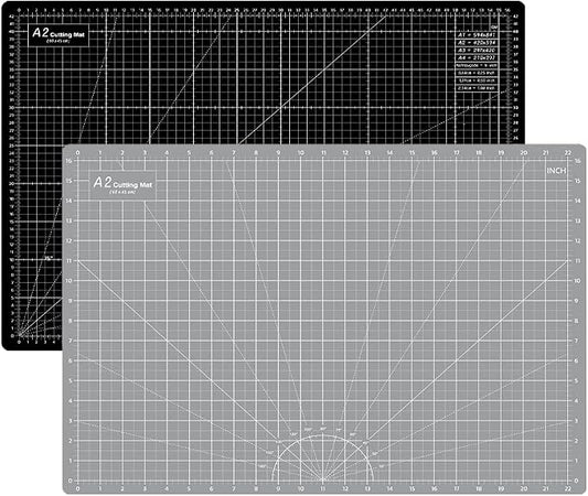 HEADLEY TOOLS 18" x 24" Thickened Self Healing Cutting Mat, A2 Rotary Cutting Sewing Mat for Crafts, Double Sided 5-Ply Table Cutting Board for Fabric Quilting Leather Arts Hobby Project, Grey/Black