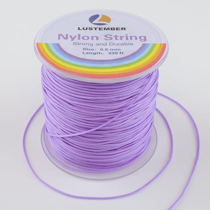 LUSTEMBER 0.8mm Nylon String, Strong Bracelet String, Durable Nylon Cord for Jewelry Making, Bracelets, Beading, Necklaces, Rattail Braiding, Kumihimo, Wind Chimes, Blinds and Handicrafts