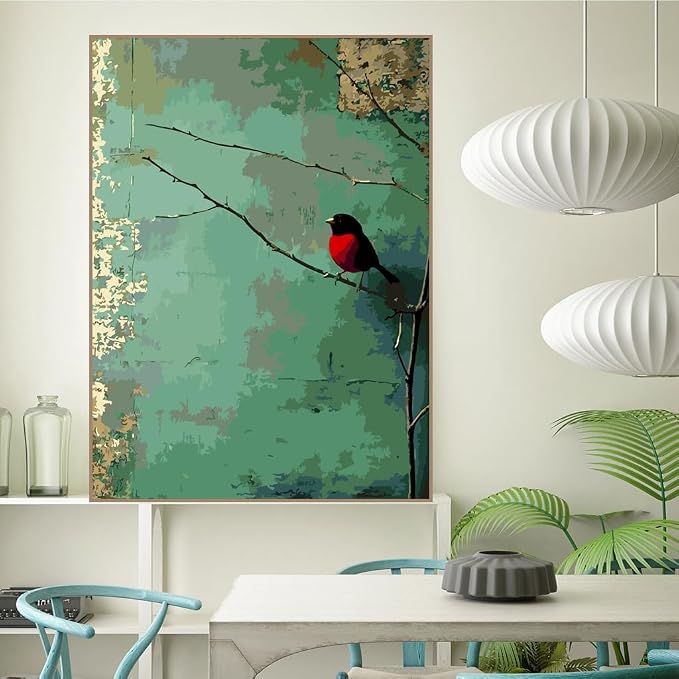 Birds Plant Paint by Numbers Kit for Adults, Color By Numbers for Adults | Funny Birds Plant Painting by Number Kits On Canvas, Number Artist Paint by Number Kit Funny Without Frame DIY, 12x16in