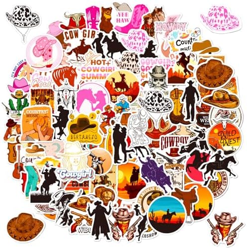 Cowboy Stickers Cowgirl Stickers Combo 100 PCS, Country Western Decals Vinyl Waterproof Sticker for Water Bottle Laptop Luggage Gifts for Teens Kids Adult