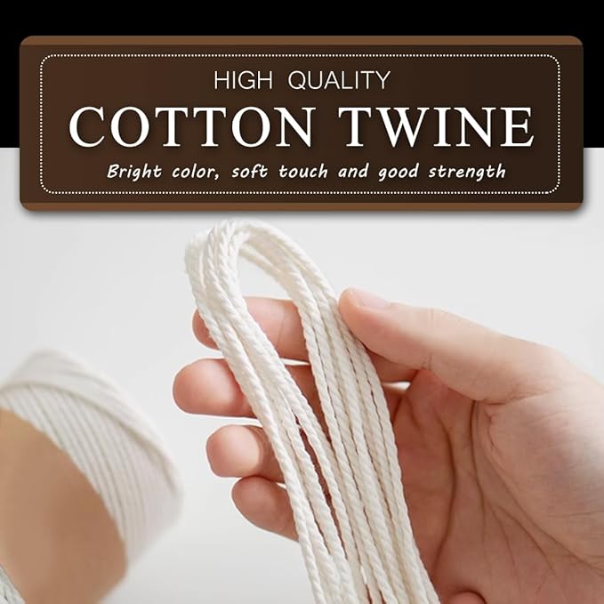 SMART&CASUAL 1,650 Feet 2mm Cotton Butcher Twine String Soft Food Safe for Cooking Craft Baker Kitchen Meat Turkey Sausage Roasting Gift Wrapping Gardening Crocheting Knitting