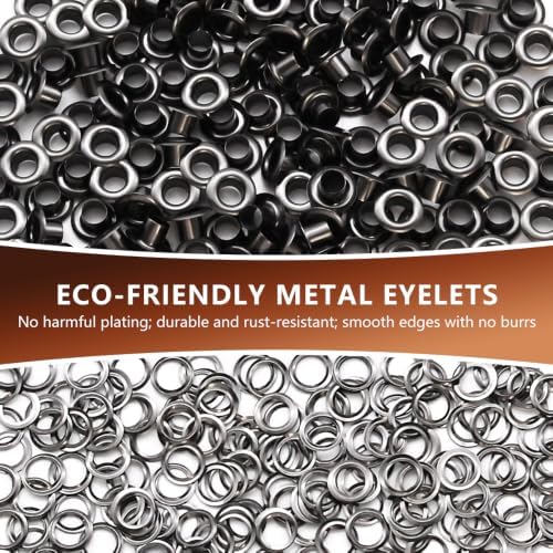SEMINI 400 Sets 6mm Gunmetal Grommet Eyelet Kit for Fabric Leather Crafts