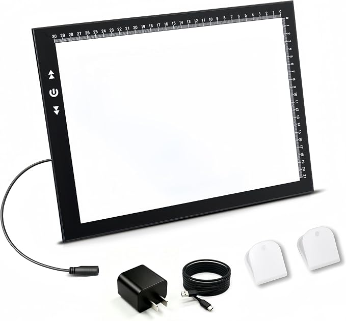 HSK A4 LED Artist tracing Light Box Copy Table, Adjustable High Brightness Light Pad for Tatto Drawing, Sketching, Animation,Diamond Painting Accessories