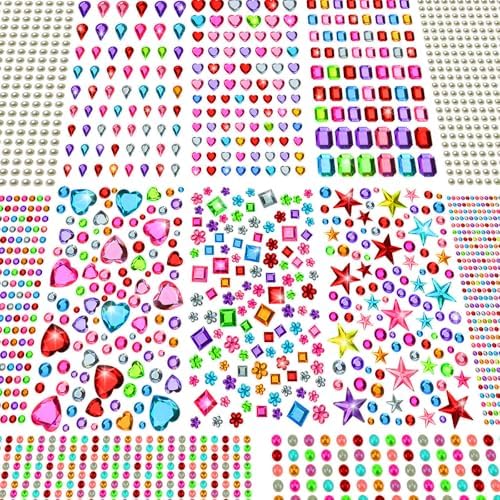 JAMIEWIN 3269pcs Gem Stickers, Self Adhesive Rhinestone Jewel Crafts