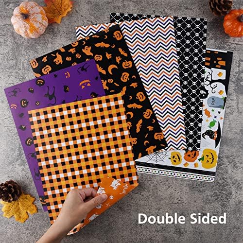 MIAHART 30 Sheet Halloween Pattern Paper Set A4 Size Decorative Craft Paper Origami Paper for Card Making Scrapbook,12 Designs