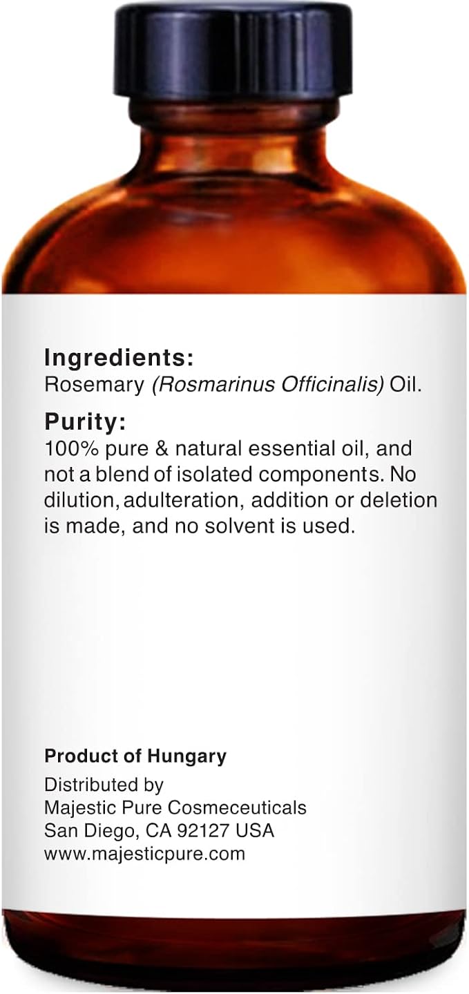 Majestic Pure Rosemary Essential Oil for Diffuser - 1 Fl Oz | 100% Pure & Natural Ideal for diffuser use, aromatherapy, massage, soap making, candle making home fragrance