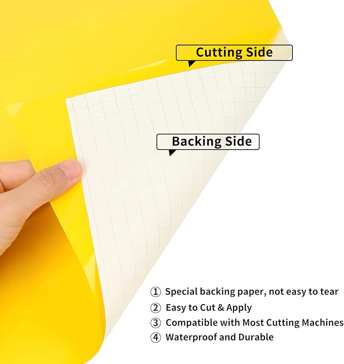 Prime Vinyl Permanent Vinyl, Self Adhesive Vinyl for All Cutting Machines 12" x 12", 25 Sheets for Home Decor, Logo, Banners, Window Graphics, Cutting Machine