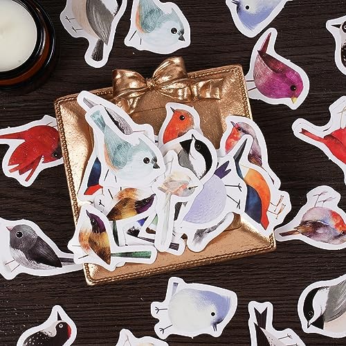 46 Pcs Bird Scrapbook Stickers for Junk Journal Scrapbooking Bullet Journal Planner Envelope Diary Notebook Album Laptop Phone Case DIY Art Crafts Decoration, 23 Patterns