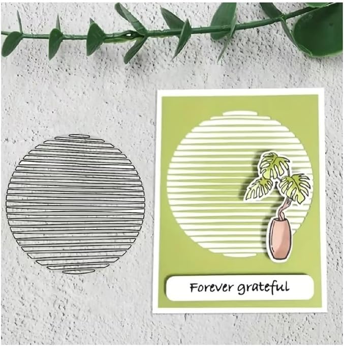 Scrapbooking Die-Cuts, Happy Birthday Ballon Metal Cutting Dies for Card Making, Paper Craft Punch Template, Background Embossing Stencils, DIY Album Décor(Circular Striped-10x10cm)