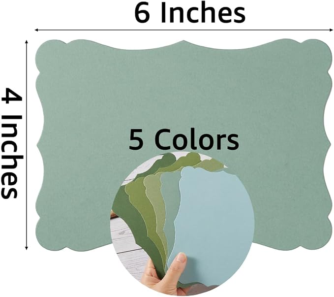 50 Pack Blank Kraft Greeting Cards, Green, 5 Colors, 4x6IN