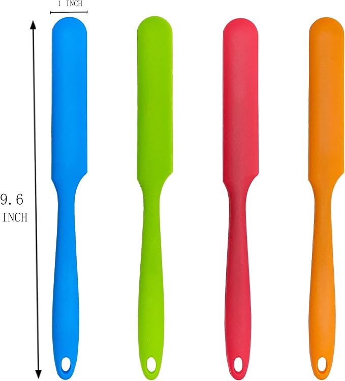 4Pcs Jar Spatula Long Handle Silicone,Kitchen Scraper for Mixing,Scraping, Cake Icing & Butter