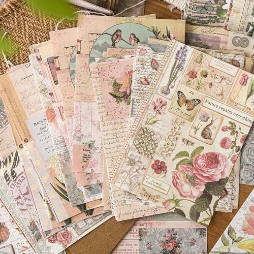 400PCS Vintage Scrapbook Paper Journaling Scrapbooking Supplies Kit Aesthetic Decorative Craft Paper Assorted for Bullet Junk Journals Card Making Craft DIY, Past Stories