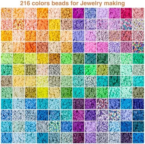 XSEINO 46000Pcs Clay Beads - 216Colors 10Boxes Clay Beads for Bracelets