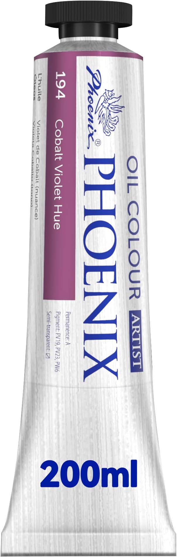 PHOENIX Cobalt Violet Hue Oil Paint - 200ml / 6.75 Fl oz. | Single Large Tube Artist Quality Oil Based Paint for Professionals