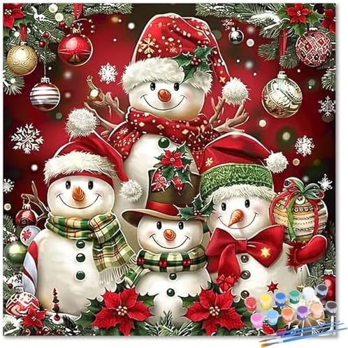 Snowman Paint by Numbers Kit for Adults, Paint by Number Canvas for Adults
