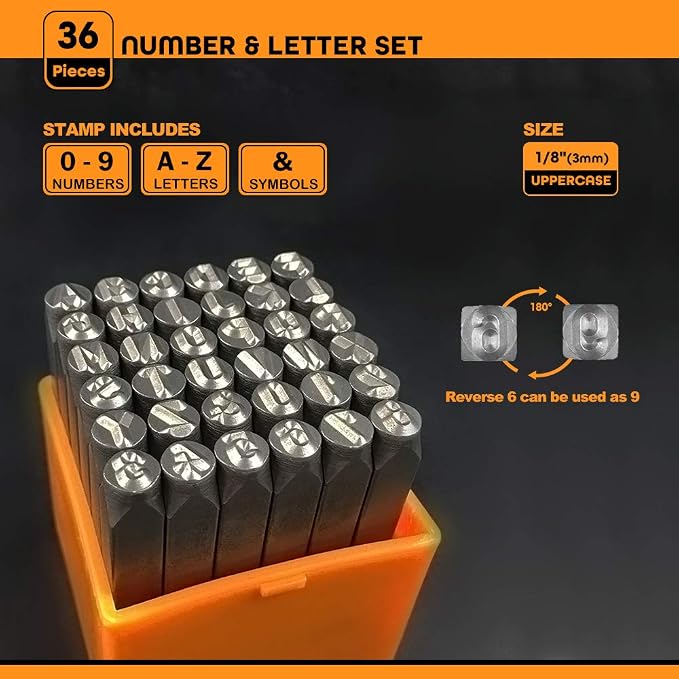 OWDEN Professional 36Pcs. Steel Metal Stamping Tool Set, 3mm (1/8")