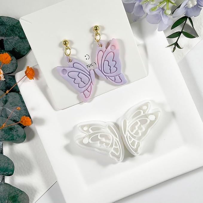 Xaekicr Butterfly Wings Polymer Clay Cutters – Clay Cutters for Earrings Making, Polymer Clay Molds for Jewelry DIY, Clay Tools for Handmade Crafts