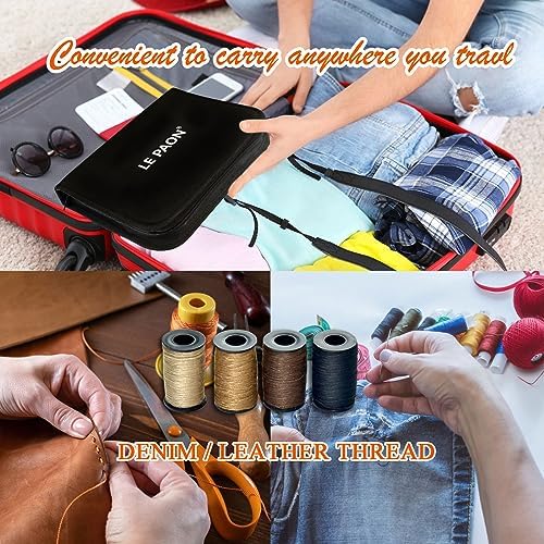 Sewing Kit with Case Portable Sewing Supplies for Home Traveler, Adults, Beginner, Emergency, Contains 60 Sewing Thread, Scissors, Needles, Measure etc