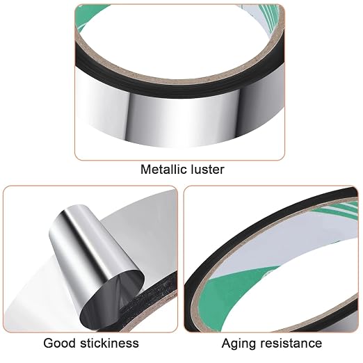 Zonon Laser Silver Washi Tape for Wall Decor Self Adhesive 5/15/25mm