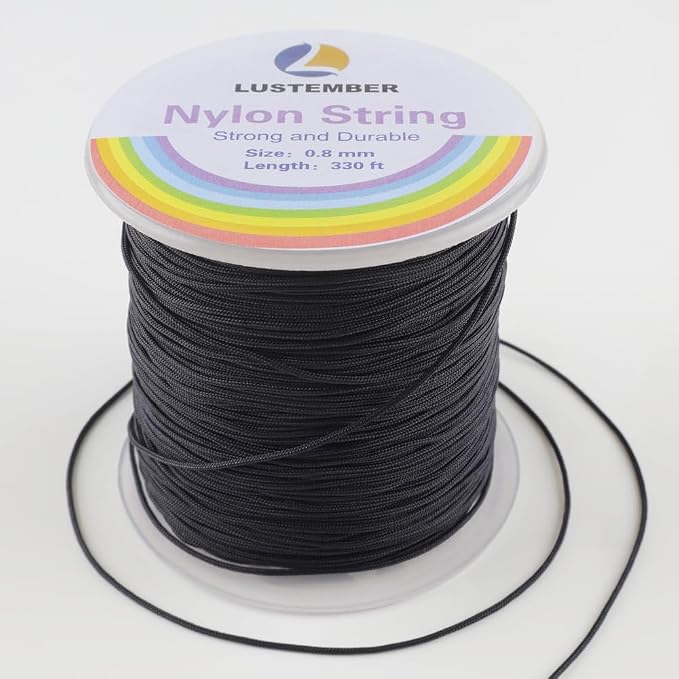 LUSTEMBER 0.8mm Nylon String, Strong Bracelet String, Durable Nylon Cord for Jewelry Making, Bracelets, Beading, Necklaces, Rattail Braiding, Kumihimo, Wind Chimes, Blinds and Handicrafts