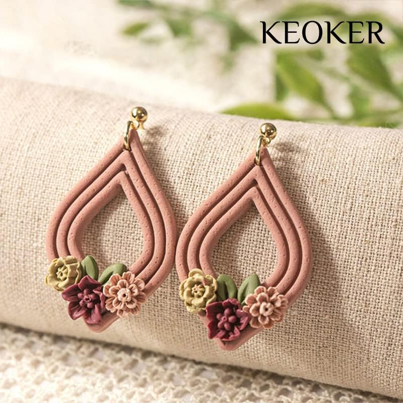 KEOKER Flower Polymer Clay Molds - 4 Pcs Daisy Miniature Clay Molds, Polymer Clay Molds for Polymer Clay Earrings Decoration (Mini Flower)