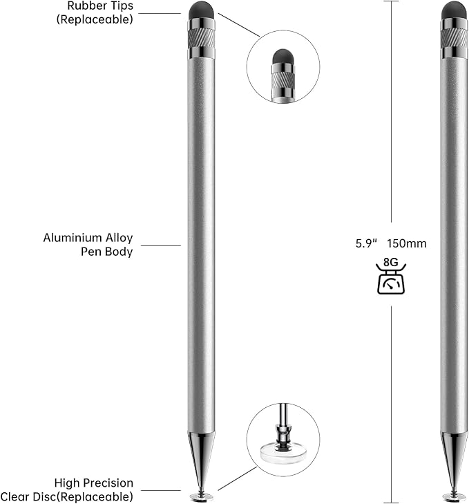 Bopomofo Stylus(5 Pcs),2-in-1 Stylus Pen for Touchscreen,Stylus Pen | Metal Barrel,Suitable for Apple(iPhone/ipad)/Nintendo Switch/Samsung/Google/Microsoft/Android Tablets Touch Screen Devices