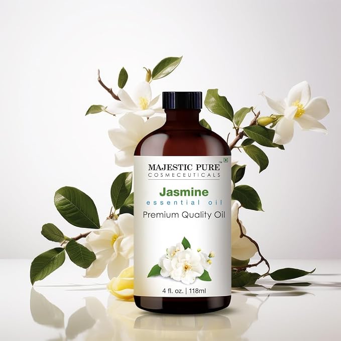 Majestic Pure Jasmine Essential Oil for Diffuser - 4 Fl Oz | 100% Pure & Natural Essentials Oils for aromatherapy, massage blends and DIY home fragrance projects, Massage and room sprays