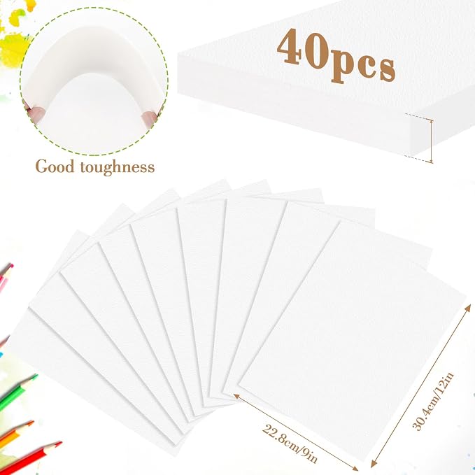 2 Pack Watercolor Paper Pad, 9x12 140lb/300g Water Color Paper, 20 Sheets Cold Press Drawing Painting Paper Sketchbook Notebook, Art Supplies for Watercolors Marker, Sketch Book for Kids Adults