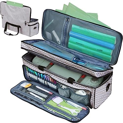 HOMEST Double Layer Carrying Case with Mat Pocket for Cricut and Tools