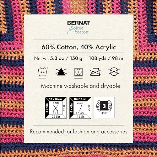 Bernat Softee Cotton Yarn for Crocheting Soft, Warm Red, 3-Pack