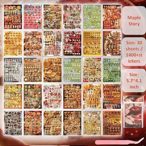 Japanese Retro Sticker Book, 800 Cartoon Stickers Book with Art Coated Paper Creative Activity Stickers for Adults, DIY Scrapbooking Phone Cases Laptops Party Gifts (Maple Story)