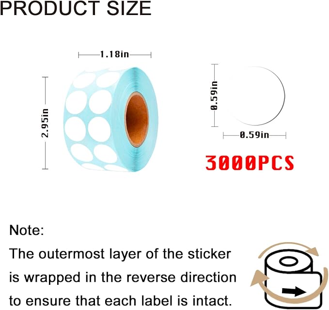 3000 Pieces Diamond Painting Storage Containers White Labels, Diamond Painting Bead Kits for Name Number, Self-Adhesiven Blank Writable Small Art Stickers for Office DIY (0.59 inch)