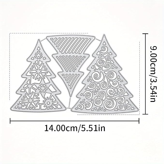 Lapoo Festivals Metal Cutting Die for Scrapbooking - Christmas Cut Stencils for DIY Scrapbook Photo Album Decorative Paper Card, Card Making Supplies, Embossing (A Christmas Tree Set 5.5 x 3.5 in)