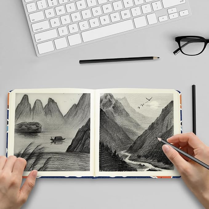 4.8" Pocket Sketch Book,80gsm Hardcover Art Sketchbook for Drawing Journal
