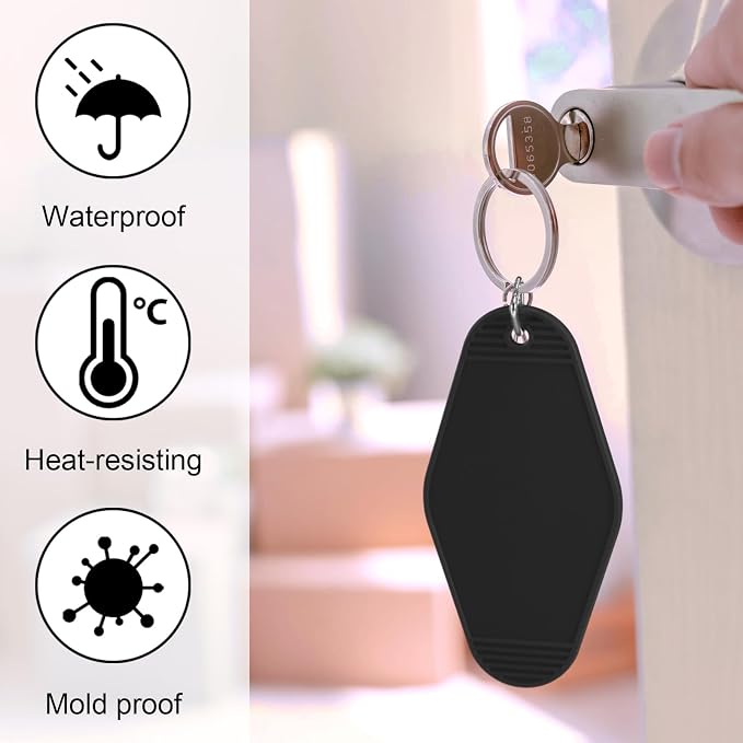 LOTMER 20/30/40/80 PCS Hotel Keychain Blank with Key Rings, 60 Colors Motel Key Chains for DIY Keychains