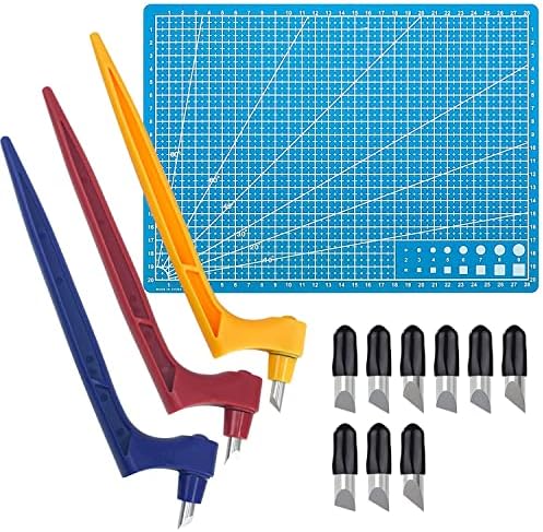 Sutekus 13pcs Craft Cutting Tools Set, 360° Rotating Art Cutting Tools with Replacement Blade and Cutting Mat for DIY Craft, Graphic Design, Scrapbooking